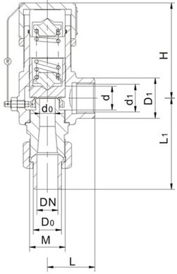 弹簧微启式外螺纹安全阀外型结构尺寸图